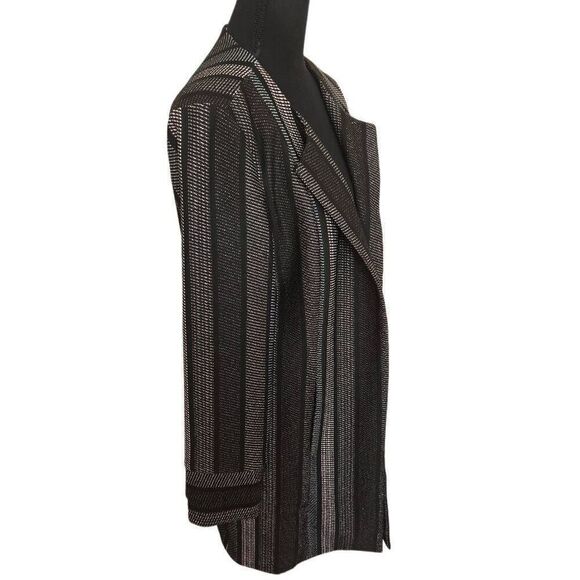Chico's Womens Striped Longline Shine Duster Cardigan Jacket Black Size 1 (8/10) - Picture 5 of 13